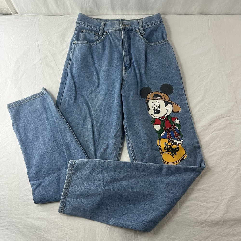 Vintage Mickey by Jerry Leigh Denim Jeans Women Size 5 90s High Waisted Cap Boot